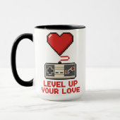 Level Up Your Love, Retro Pixel Gaming Design マグカップ (左)