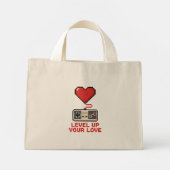 Level Up Your Love, Retro Pixel Gaming Design ミニトートバッグ (裏面)