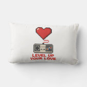 Level Up Your Love, Retro Pixel Gaming Design ランバークッション (裏面)