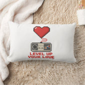 Level Up Your Love, Retro Pixel Gaming Design ランバークッション (ブランケット)