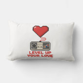 Level Up Your Love, Retro Pixel Gaming Design ランバークッション (正面)
