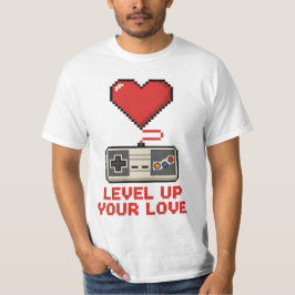 Level Up Your Love, Retro Pixel Gaming Design Tシャツ