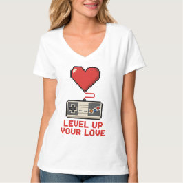Level Up Your Love, Retro Pixel Gaming Design Tシャツ