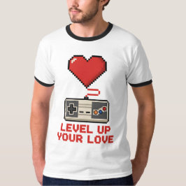 Level Up Your Love, Retro Pixel Gaming Design Tシャツ