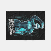 Level Up Your Mind Ai Gamer  フリースブランケット (正面(横))