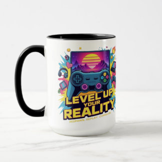 Level Up Your Reality – Neon Gamer マグカップ