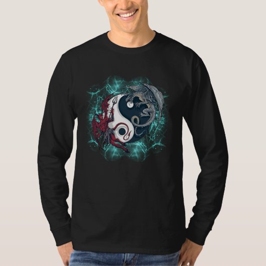 Level your dragon to beat the devil inside yin yan tシャツ (正面)