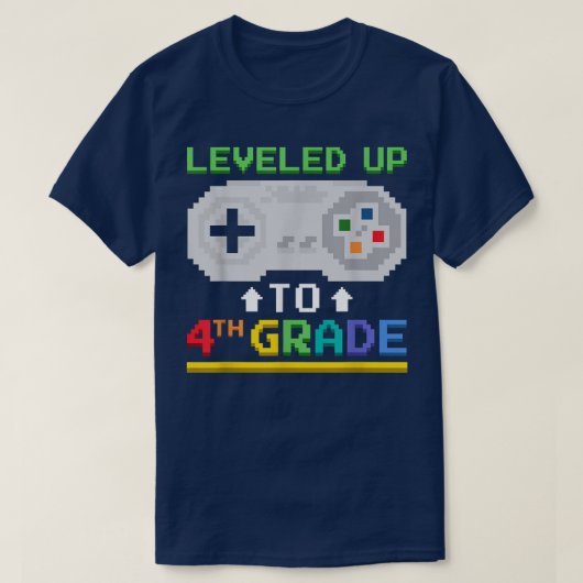 Leveled Up To 4th Grade Gamer Video Game Controlle Tシャツ (デザイン正面)