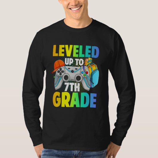 Leveled Up To 7th Grade Video Gamer Back To School Tシャツ (正面)