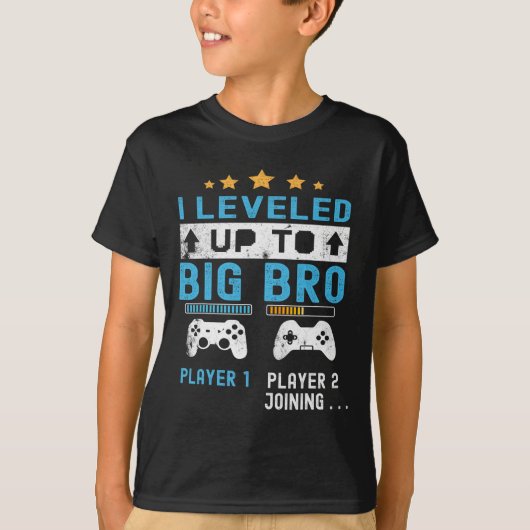 Leveled Up To Big Bro - Gamer New Player Joining S Tシャツ (正面)