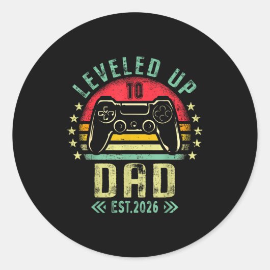 Leveled Up To Dad 2026 Promoted To Daddy Level Unl ラウンドシール (正面)