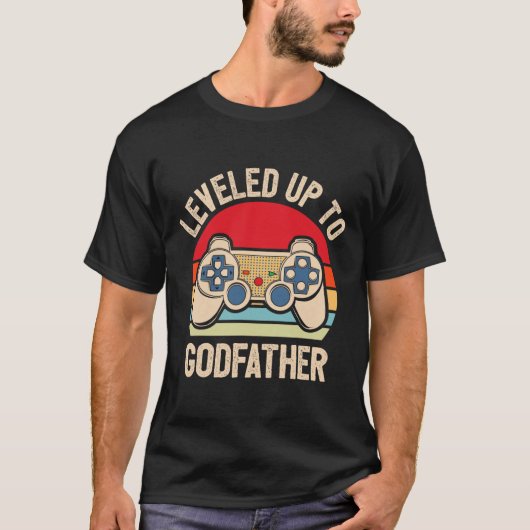 Leveled Up To Godfather Video Gamer Retro  Tシャツ (正面)