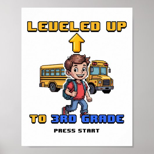 Leveling Up 3rd Grade Ck To School Funny Gamer Boy ポスター (正面)