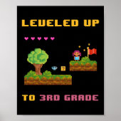 Leveling Up 3rd Grade Ck To School Shirt Funny Gam ポスター (正面)