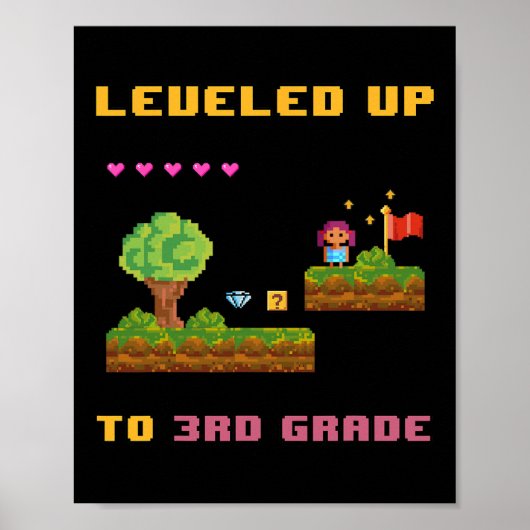 Leveling Up 3rd Grade Ck To School Shirt Funny Gam ポスター (正面)