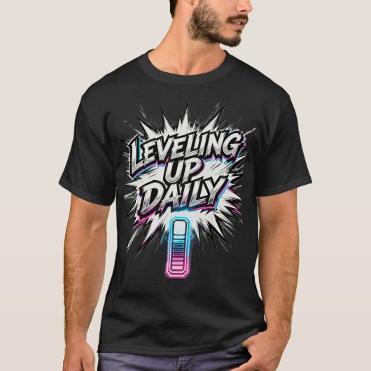 Leveling Up Daily Anime Gym Motivation Shirt Tシャツ (正面)