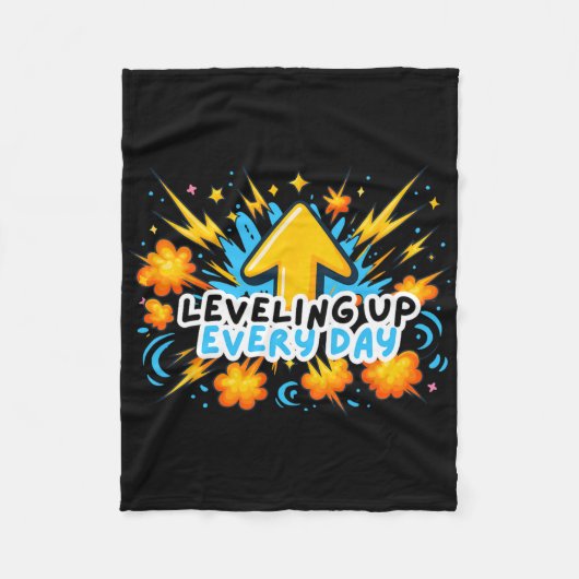 Leveling Up Every Day Ck To School Shirt Gamer Boy フリースブランケット (正面)