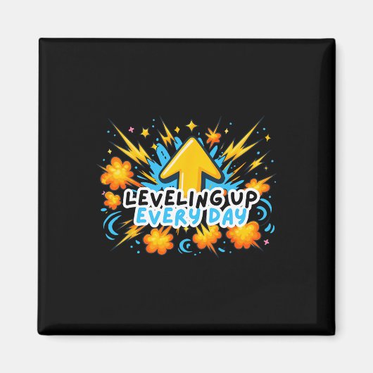 Leveling Up Every Day Ck To School Shirt Gamer Boy マグネット (正面)
