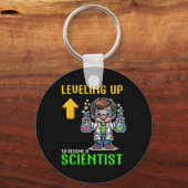 Leveling Up Scientist Ck To School Funny Gamer Boy キーホルダー (正面)