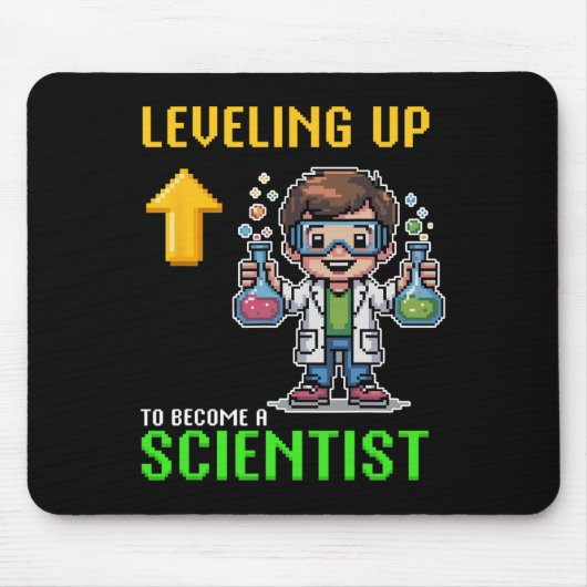 Leveling Up Scientist Ck To School Funny Gamer Boy マウスパッド (正面)