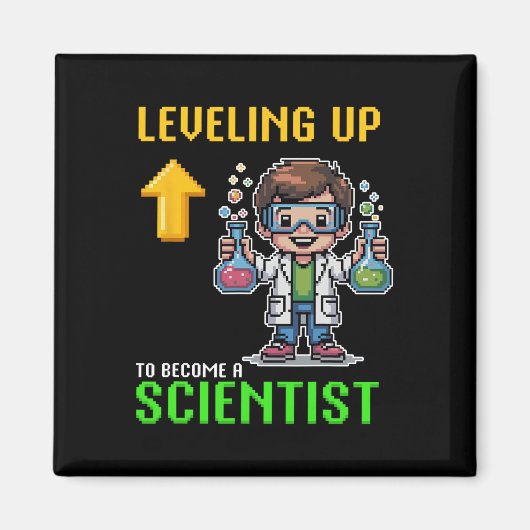 Leveling Up Scientist Ck To School Funny Gamer Boy マグネット (正面)