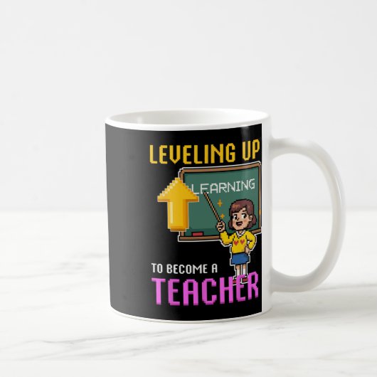 Leveling Up Teacher Ck To School Funny Gamer Girls コーヒーマグカップ (右)