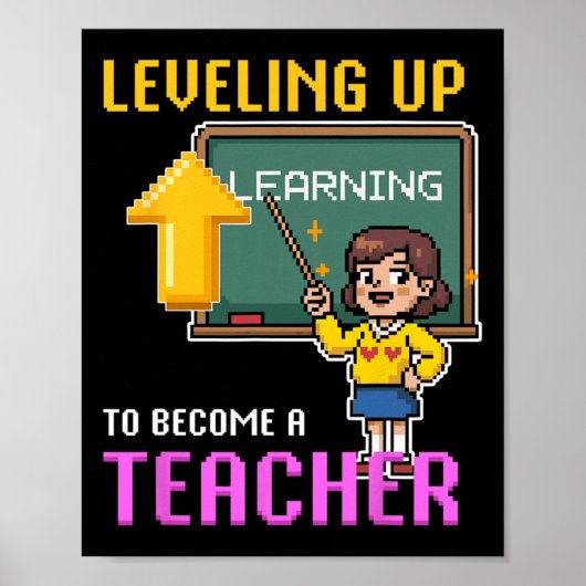 Leveling Up Teacher Ck To School Funny Gamer Girls ポスター (正面)
