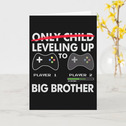 Leveling Up To Big Brother Shirt - Video Game Play カード (黄色い花)