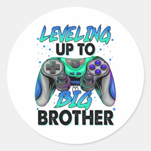 Leveling Up To Big Brother Video Game Player Gamer ラウンドシール (正面)