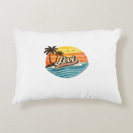 Levi Retro Sunset Name Design アクセントクッション (正面)