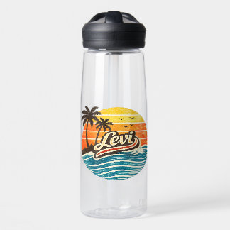 Levi Retro Sunset Name Design ウォーターボトル