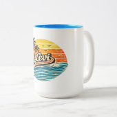 Levi Retro Sunset Name Design ツートーンマグカップ (正面右)