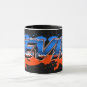 Levin Vorname Name Graffiti blue orange Tasse マグカップ (中央)