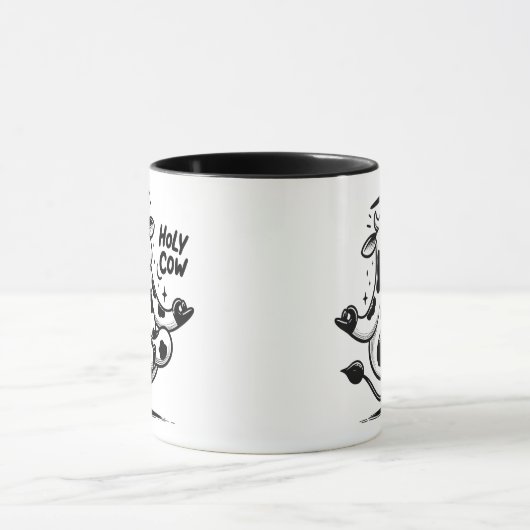 Levitating Meditating Holy Cow Mug – Zen Animal マグカップ (中央)