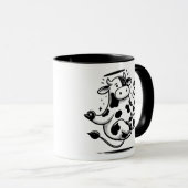 Levitating Meditating Holy Cow Mug – Zen Animal  マグカップ (正面右)