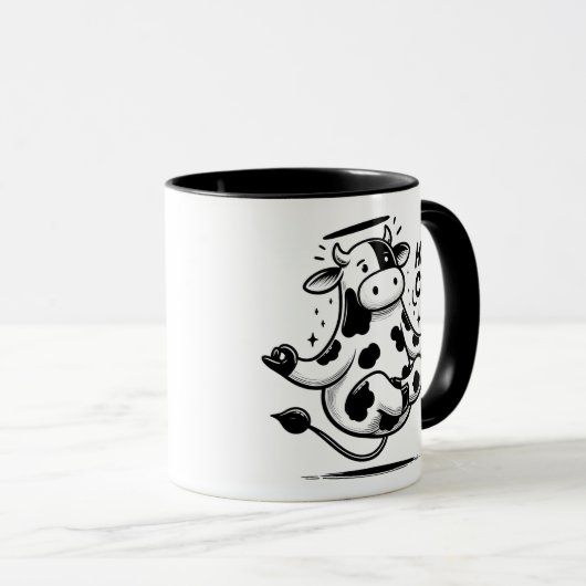 Levitating Meditating Holy Cow Mug – Zen Animal マグカップ (正面右)