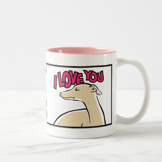 Lévrier stylisé "I love You" ツートーンマグカップ (右)