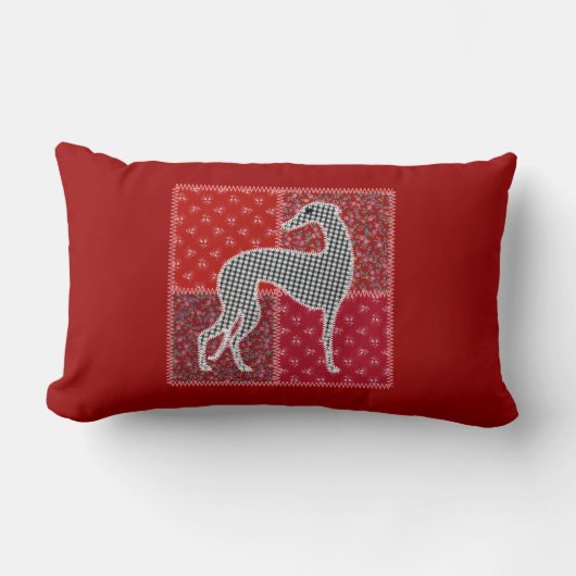 Lévrier stylisé "Patchwork" ランバークッション (正面)