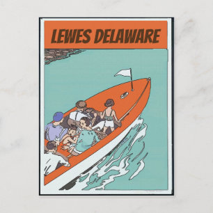 Lewes, DE，ボートに乗る，ヴィンテージスタイルはがき ポストカード