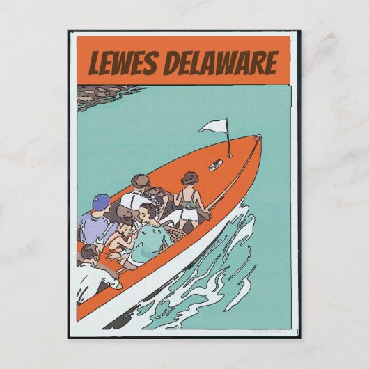 Lewes, DE,ボートに乗る,ヴィンテージスタイルはがき ポストカード (正面)