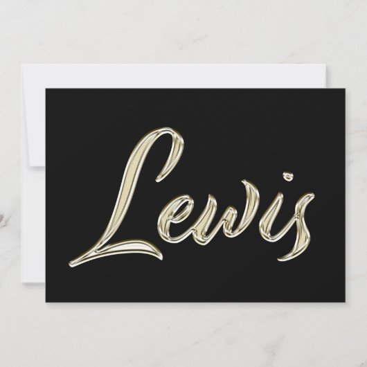 Lewis Name white gold Handwriting Karte カード (正面)