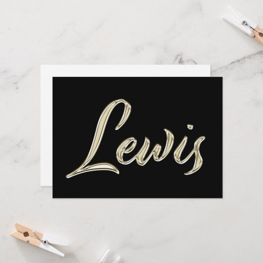 Lewis Name white gold Handwriting Karte カード (正面/裏面インサイチュ)