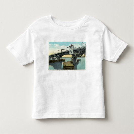Lewistonを接続する北橋および金褐色 トドラーTシャツ (正面)