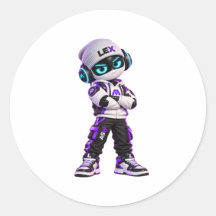 Lex クールな未来的AIロボットキャラクターステッカー