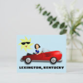LEXINGTON, KENTUCKY 車の中の少女 アート ポストカード (スタンド正面)