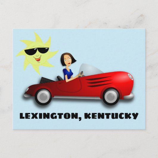 LEXINGTON, KENTUCKY 車の中の少女 アート ポストカード (正面)