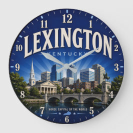 Lexington Kentucky Bluegrass State City Decor ラージ壁時計
