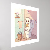 Lezende Kat op Toilet 箔ポスター (レイダウン)
