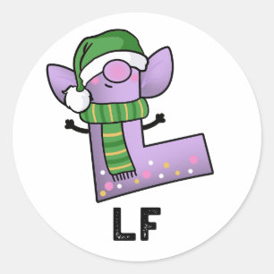 Lfおもしろい文字Lプリン ラウンドシール