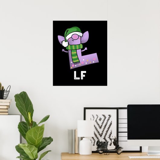 Lfおもしろい文字LプンダークBG ポスター (ホームオフィス)